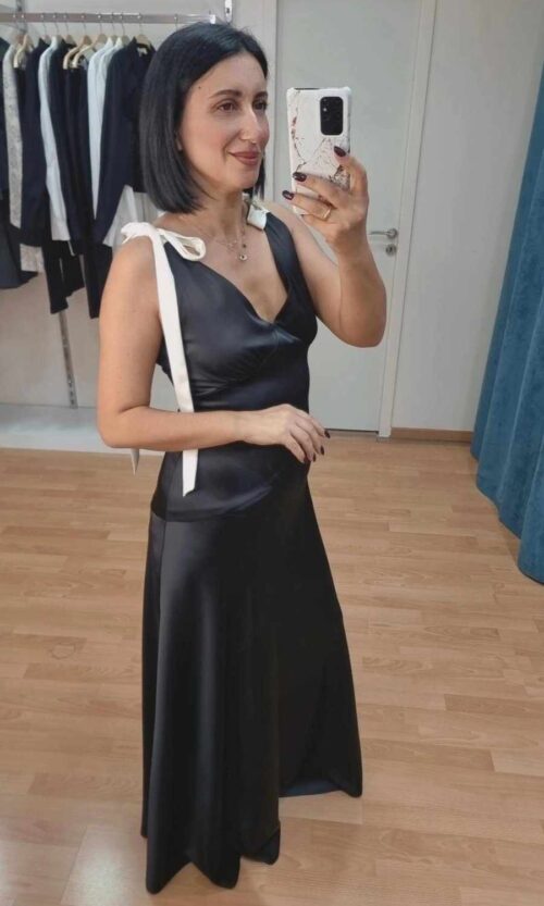 Ivy Satin Dress - Black