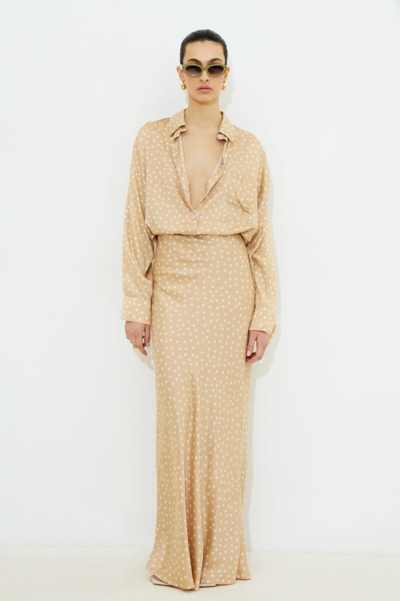 Myla Satin Polca-Dot Skirt