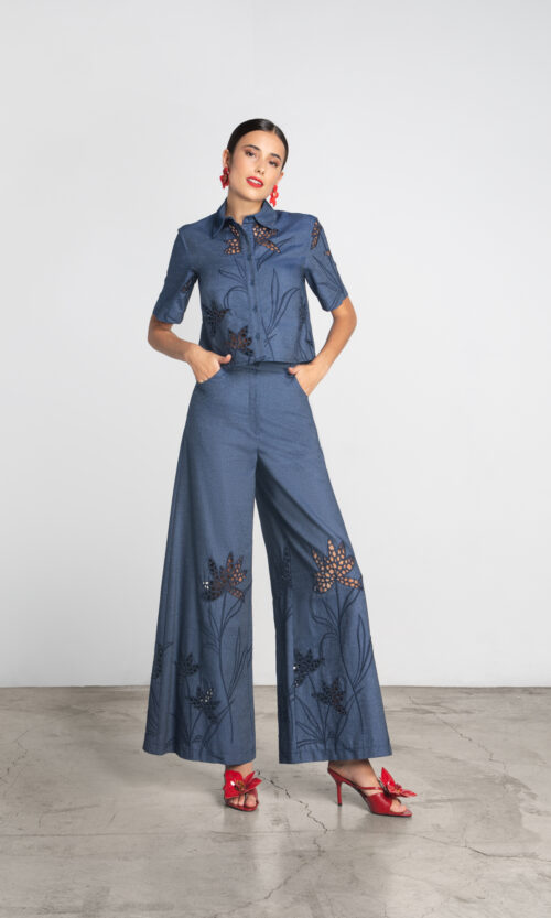 Olivia Wide-Leg Trousers - Denim