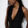 Nerea Linen Vest - Black