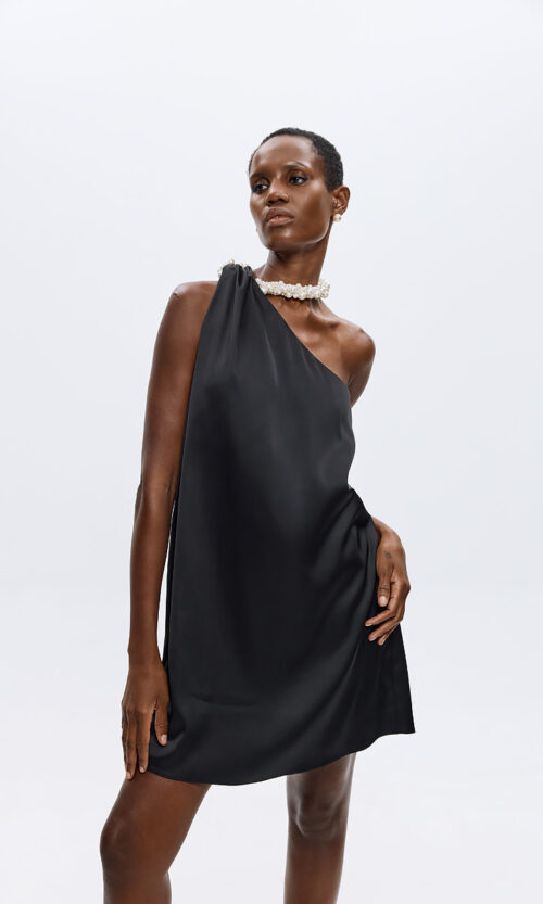 Cecily Satin Dress - Black