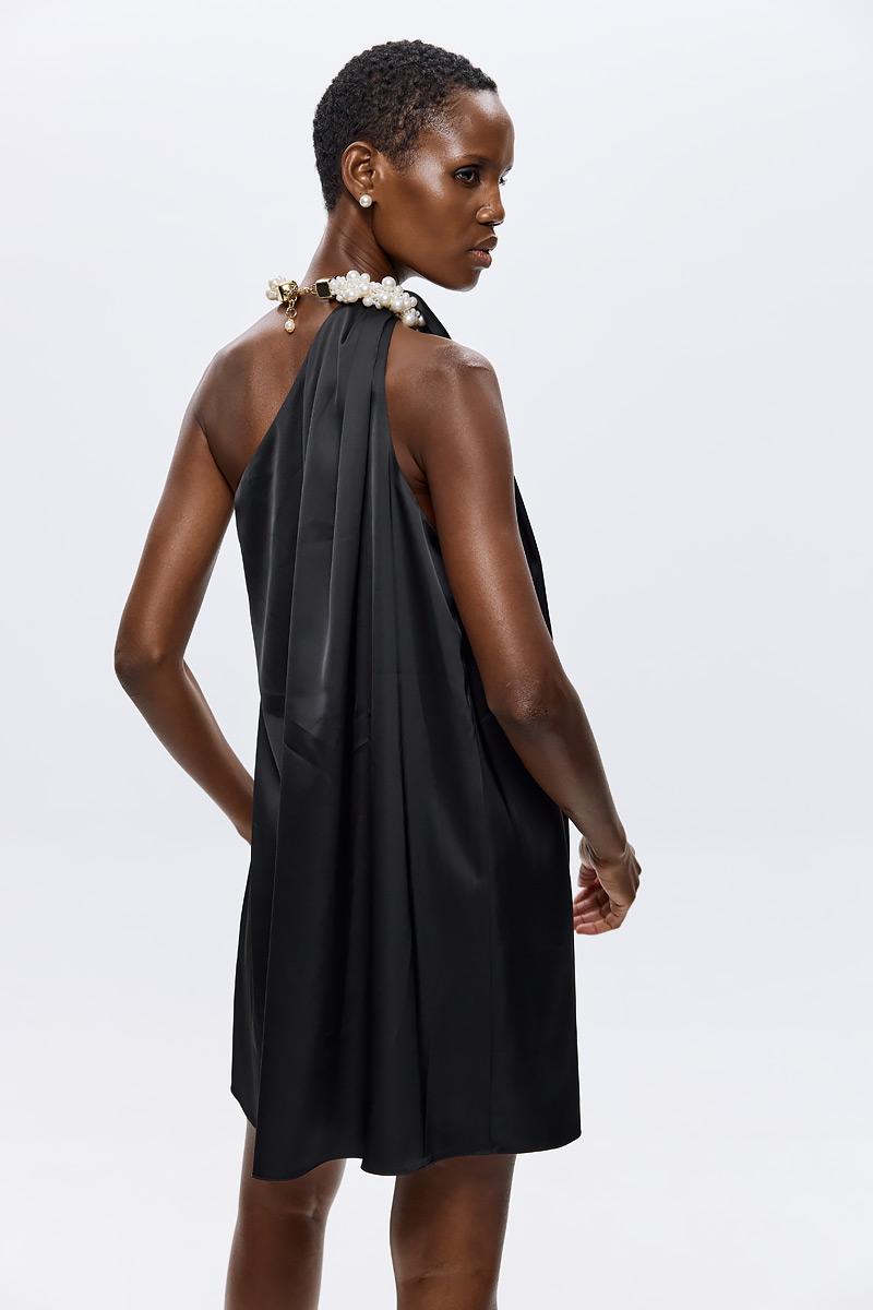 Cecily Satin Dress - Black