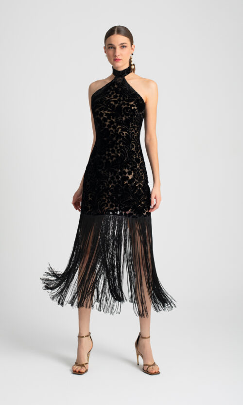 Violet Halter Neck Dress - Black