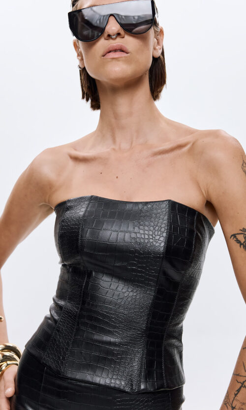 Dahlia Croco Bustier - Black