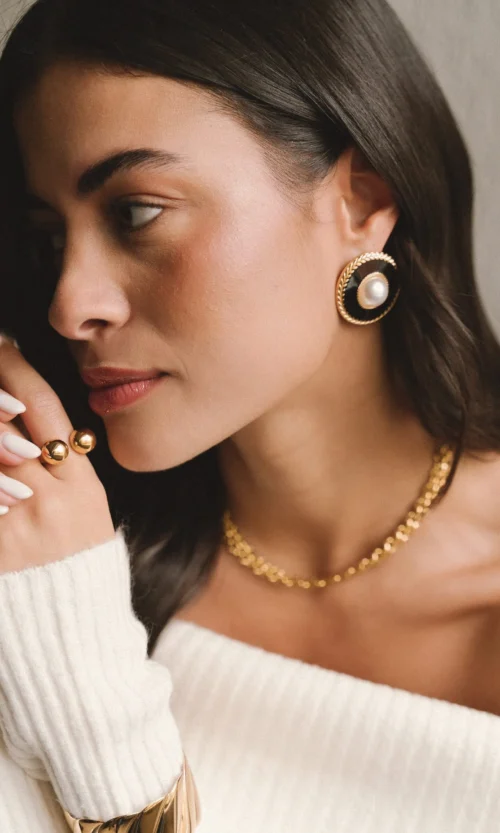 Mason Noir Earrings - Gold/Black