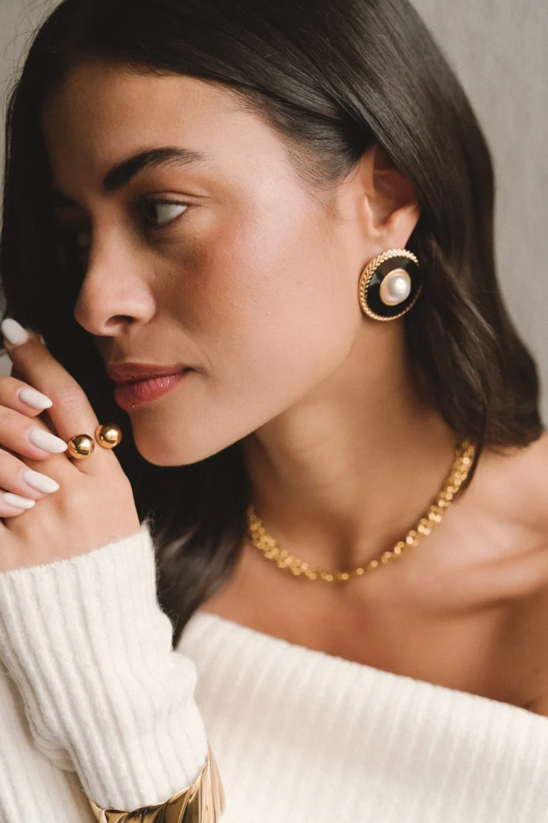Mason Noir Earrings - Gold/Black