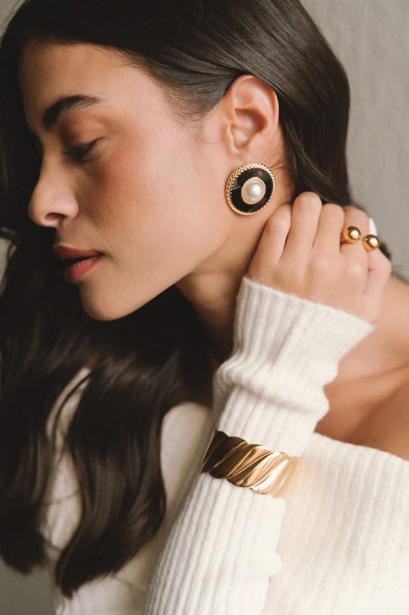 Mason Noir Earrings - Gold/Black