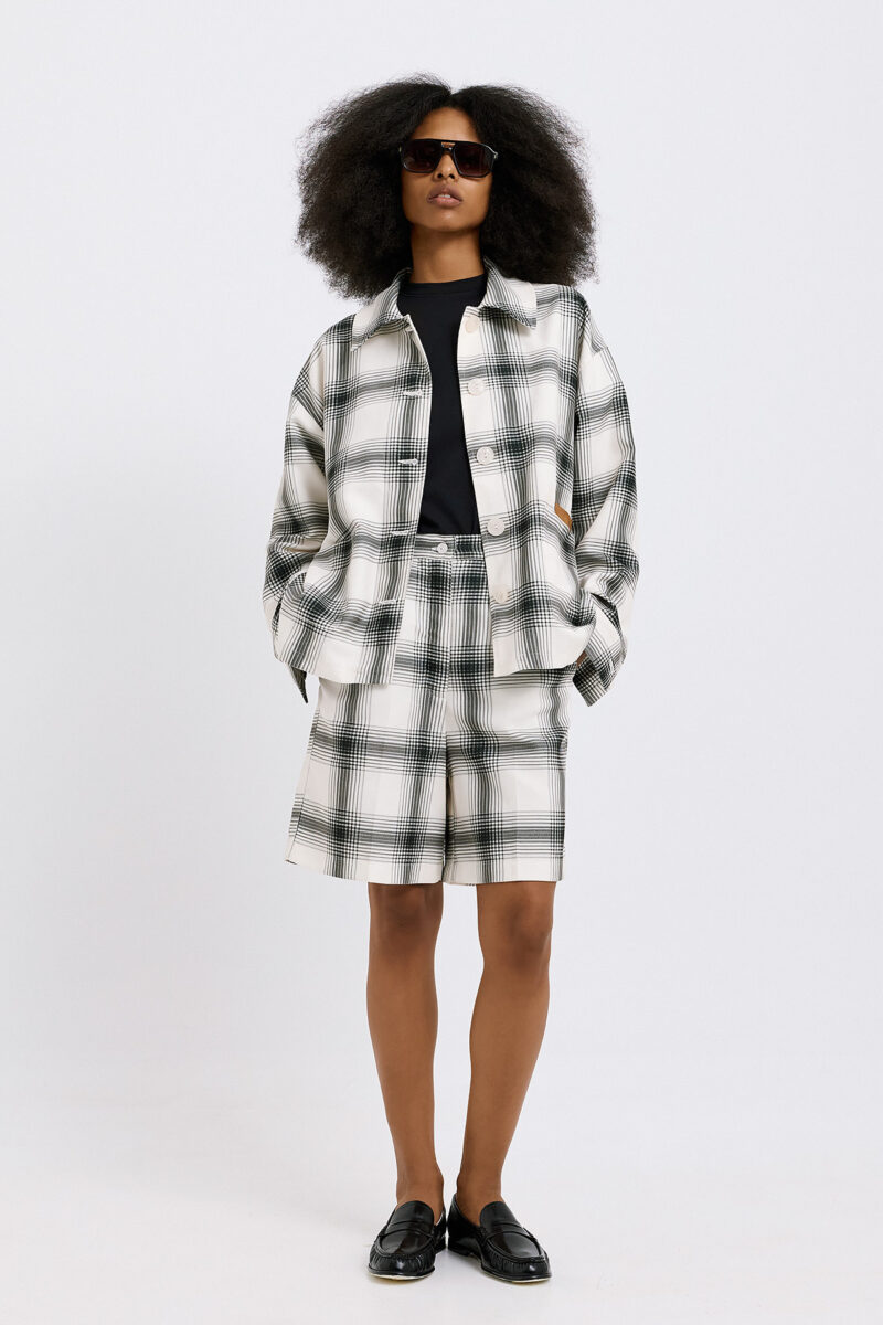 Gia Plaid Jacket - Εκρού/Λαδί