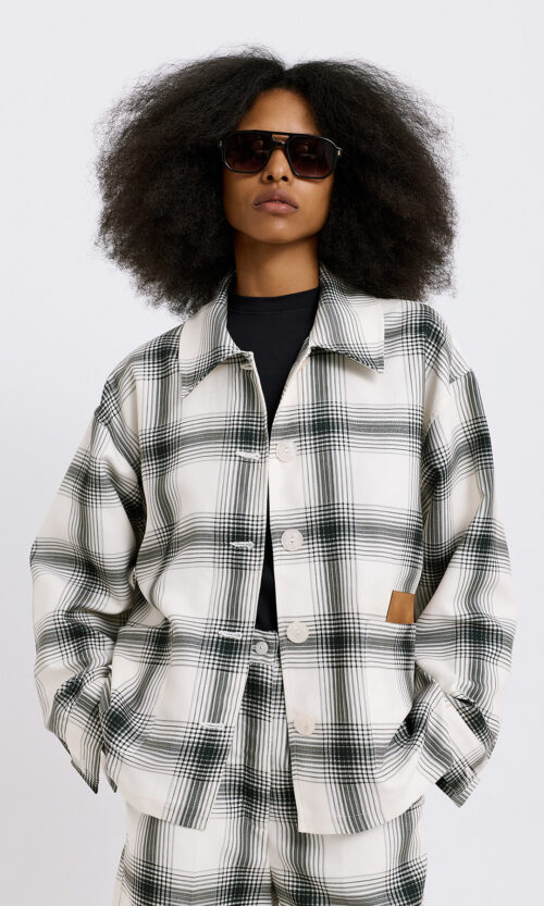 Gia Plaid Jacket - Εκρού/Λαδί