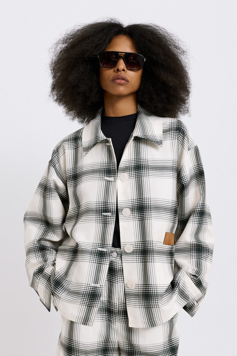 Gia Plaid Jacket - Εκρού/Λαδί