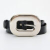 Oval Leather Belt - Black